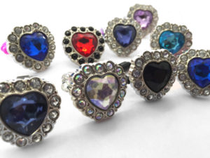gem heart rings earrings