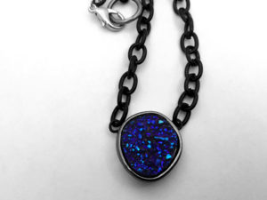 blue/purple druzy necklace earrings