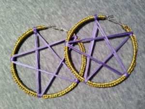 pentagram or pentacle hoop earrings